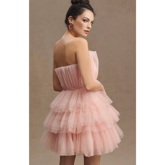 Anthropologie BHLDN Strapless Tiered Tulle Mini Dress Size 12 NWT - Picture 2 of 10